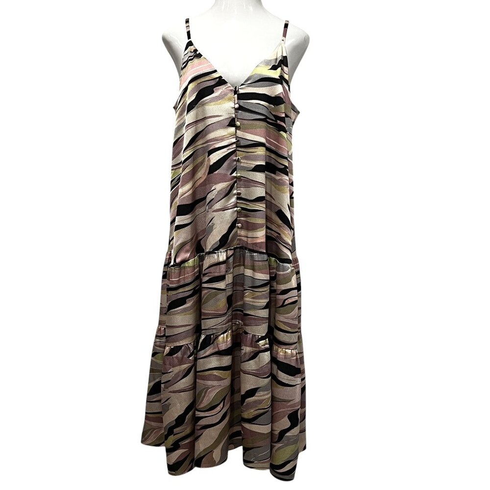 Ted Baker Zebra Print Tiered Midi Dress, Dusty Pink, US large